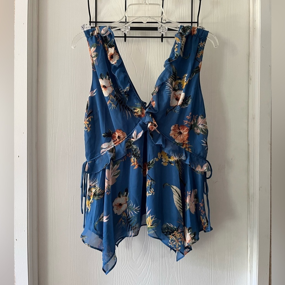 Current Air Blue Floral Blouse